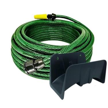 Imagem de Kit Completo Mangueira Jardim Trançada Suporte, Esguicho, - Policorda