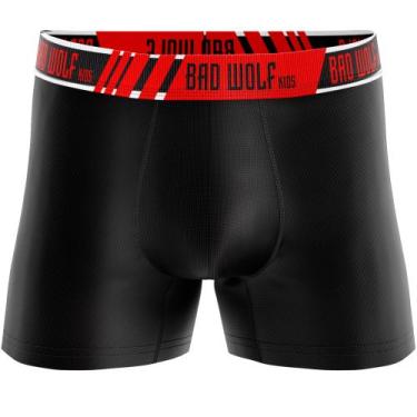 Imagem de Kit 05 cuecas Boxer Infantil em Microfibra - BAD WOLF, Lisa e estampad