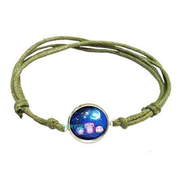 Imagem de LERYDESI Conjunto de joias de família de três corujas adorável pulseira coruja colar pingente de lua mãe e bebê presente para sua família, Vidro