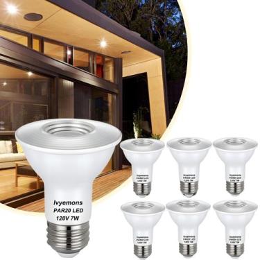 Imagem de Lâmpada LED Ivyemons PAR20 7W 3000K branca quente regulável, pacote co
