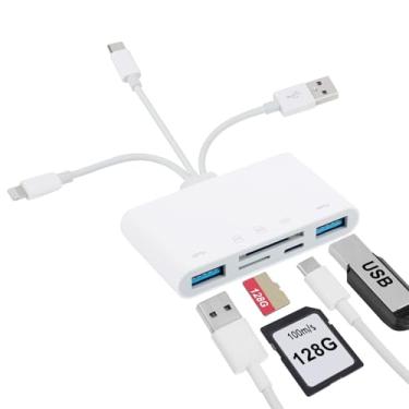 Imagem de 5-em-1 Leitor Cartão Memória, Adaptador USB OTG e Leitor de SD para iPhone iPad USB-C/USB-A Dispositivos com Micro SD e Entradas Suporta SD/Micro SD/SDHC/SDXC/MMC