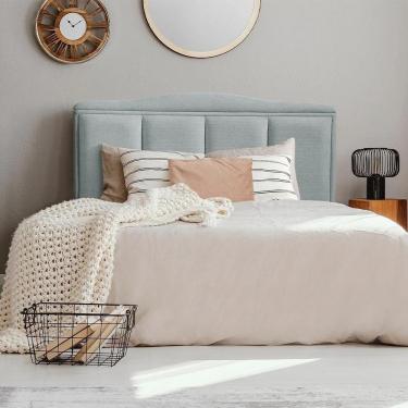 Imagem de Cabeceira Queen Estofada Paris 160cm Design Clássico Linho Cinza Chumbo