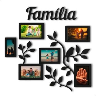 Imagem de Painel Mural Porta-Retrato MDF Preto Decoração Parede Fotos de Familia Memórias OPPS® (Família)