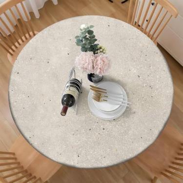 Imagem de COKCOKR Capa de mesa redonda de tecido de poliéster, textura de concreto, minimalista, cinza, salpicada, lavável para cozinha, jantar, festa ao ar livre, piquenique, banquete de casamento, 114 a 142