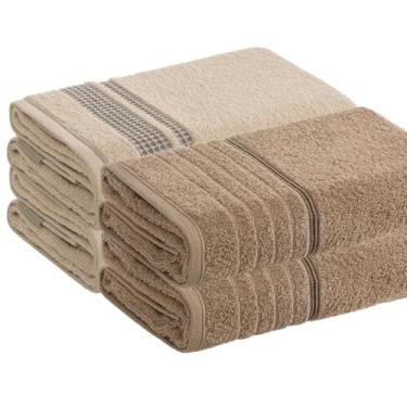 Imagem de Kit 4 Toalhas De Rosto Karsten Algodão Premium 48 x 80cm (Marrom/Bege)