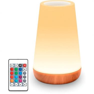 Imagem de Luminária de Mesa LED RGB, Abajur Touch Portátil com Controle Remoto, Plástico Branco Fosco, 30cm Altura, Iluminação Decorativa para Escritório, Bateria Recarregável USB