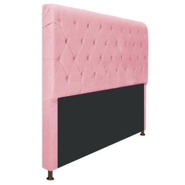 Imagem de Cabeceira Cristal 140 Cm Casal Com Capitonê Suede Rosa Bebê