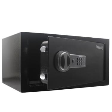 Imagem de Yuanshikj Cofre de segurança SAFESteel com teclado eletrônico e porta de entrada de energia de emergência, para dinheiro, joias, documentos, 43 cm L x 37 cm P x 23 cm A (preto, 3 metros cúbicos)