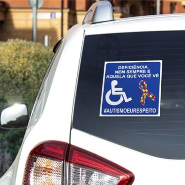 Imagem de 4 Adesivos Símbolo Autismo Vidro Do Carro 10x10 Cm Azul