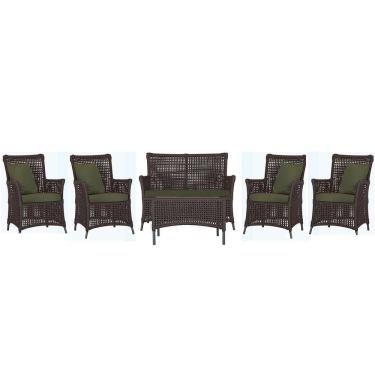 Imagem de Jogo Sofá 4 Poltronas E Mesa Igapó Preta E13 Trama Original Marrom