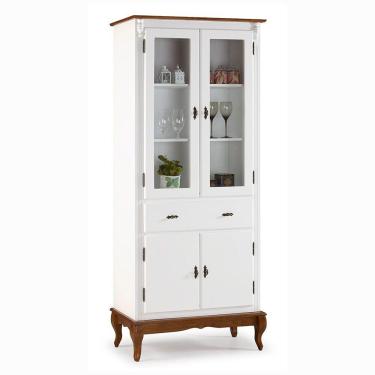 Imagem de Cristaleira Lateral com Portas Vidro e Prateleiras Branca