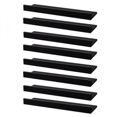 Imagem de Kit 8 Prateleiras Porta Quadros 60 X 10cm Preta Suporte Invisível