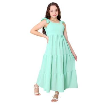 Imagem de Vestido longo três maria - Modas Leonardo, Verde bebê, 12