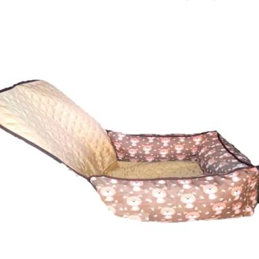 Imagem de Cama Pet e Capa Protetora 2 em 1 para Assento Traseiro Veicular Toddy Estampado Impermeável (Avelã, Pequeno)