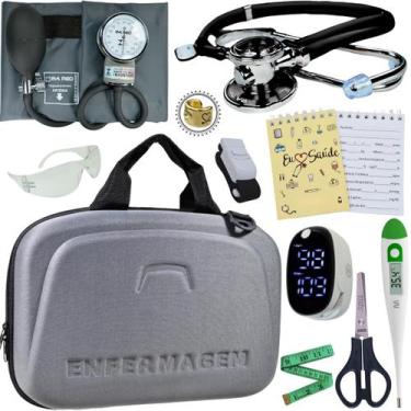Imagem de Kit Enfermagem Pamed Premium Aparelho Esteto Medidor Glicose - Love Sa