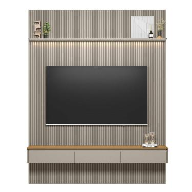 Imagem de Painel Modular Ripado 2,20m com Nicho Curvo e Prateleira Led Linea Brasil