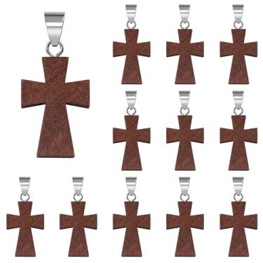 Imagem de Pingente de cruz de madeira natural, 50 peças, alívio de estresse, espiritual, religioso, versículo bíblico, presente para assistente social, oração, igreja, oração, Páscoa, presentes cristãos