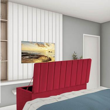 Imagem de Calçadeira Baú Recamier Estofada Cama King 190cm Carla Suede Vermelho- Mabe Magazine
