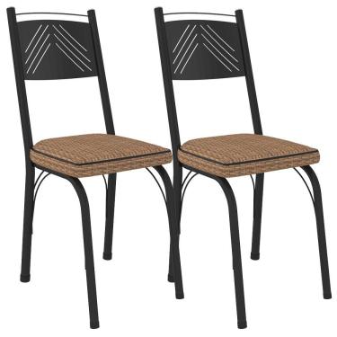 Imagem de Kit 2 Cadeiras Tubular Europa 151 Preto Assento Rattan Artef Rattan