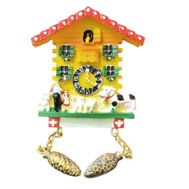 Imagem de Relógio de cuco suíço de resina 3D com ímã de geladeira pintado à mão