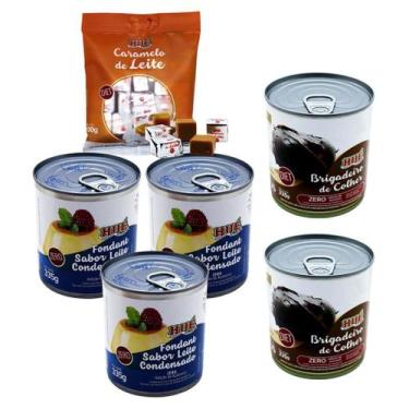 Imagem de Leite condensado brigadeiro e caramelo de leite puro diet hue - kit 6 