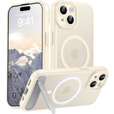 Imagem de AMILIFECASES Capa magnética compatível com iPhone 15, [suporte invisível embutido] [compatível com MagSafe] [proteção total da câmera] Capa de celular fosca translúcida para iPhone 15 de 6,1 polegadas