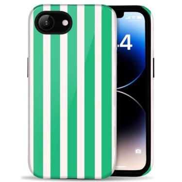 Imagem de Amzfield Capa compatível com iPhone 16e linda estampa retrô estética de bolinhas para mulheres meninas outono simples chique feminino bonito camada dupla proteção híbrida elegante capa elegante, verde