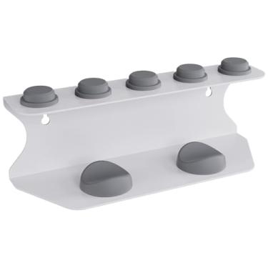 Imagem de LUMINFLY Suporte rack armazenamento modelador de cachos secador de cabelo organizador de bancada montado na parede aço carbono branco