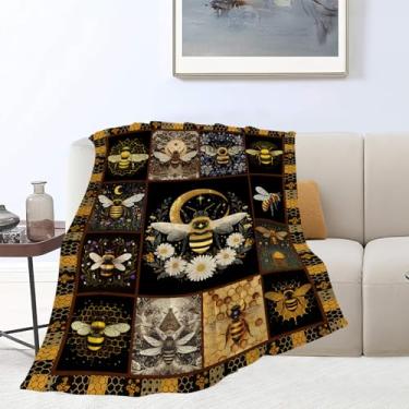 Imagem de Cobertor de abelha, cobertor de abelhas, presentes de colmeia, cobertores de flanela de lã para mulheres, homens, meninos, meninas, adultos, roupa de cama macia, presente para sofá-cama, escritório