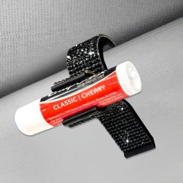 Imagem de I3DIDEA Suporte de chapstick de strass para viseiras de carro, 1 pacote com acessórios de carro brilhantes para mulheres e mulheres, protetor labial organizador de viseira de sol com materiais