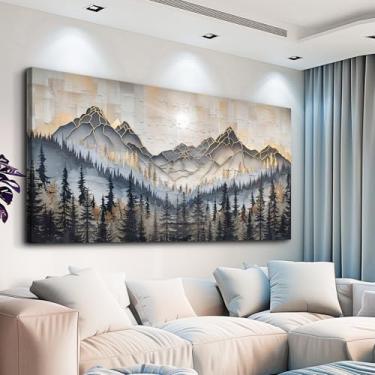 Imagem de PHAOHUAXM Arte de parede grande para quarto decoração de parede para sala de estar moderna escritório sala de jantar decoração abstrata lavagem de tinta paisagem montanha parede imagens impressas em