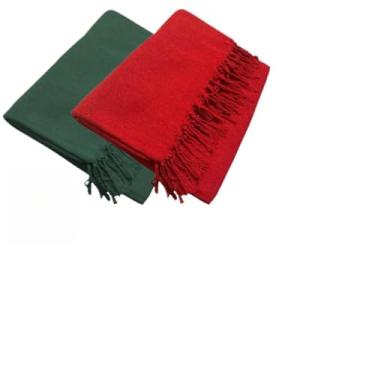 Imagem de Manta para Sofa Grande, Kit 2 Mantas Natal para Sofá 2,20 X 1,20m Gigante Algodão Protetor Decoração Natal(Verde Militar + Vermelha)