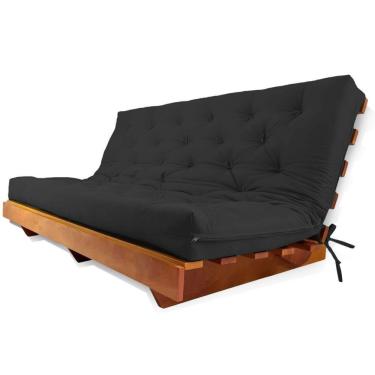 Imagem de Sofá Cama Futon L Acquablock Preto Em Madeira Nobre Maciça
