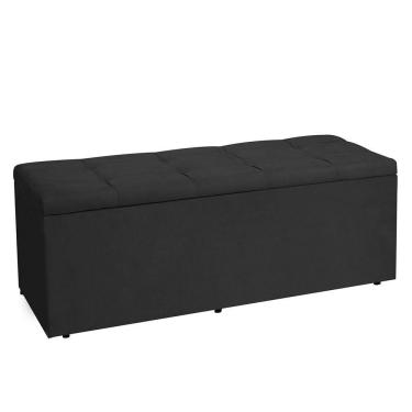 Imagem de Calçadeira Recamier Baú Queen 1,60m Roma Suede Preto - Pallazio