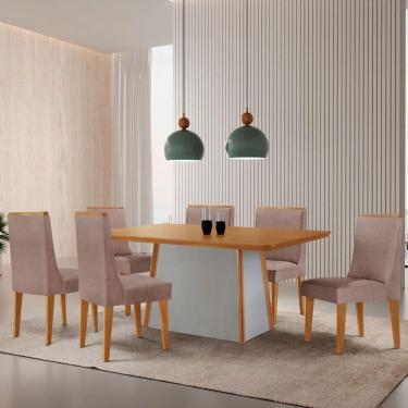 Imagem de Mesa De Jantar Diane 180cm Tampo Mdf 6 Cadeiras Lisboa