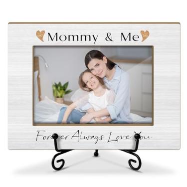 Imagem de Moldura de madeira com suporte de ferro - Mommy & Me, presente de aniversário de Ação de Graças do Dia das Mães, o melhor presente para mãe da filha e filho, porta-retrato 10 x 15 cm para mesa de mesa