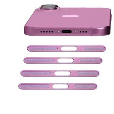 Imagem de Selfdefine Pacote com 4 capas de alto-falante de tela de telefone antipoeira para iPhone 17 compatível com iPhone 16/16 Plus - rosa