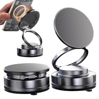 Imagem de Suporte magnético de 360° ajustável a vácuo para o seu carro, suporte de telefone portátil com ventosa forte N52 para Magsafe, ímã de suporte de painel de para-brisa de rotação dobrável de 44,5 kg