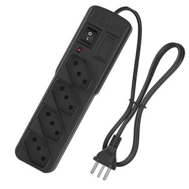 Imagem de Régua Filtro de Linha 4 Tomadas Preto Extensão Bivolt com Fusível 10A, LED Indicador e Chave Liga/Desliga – Fiolux Protect – Cabo 1 Metro, Qualidade Premium