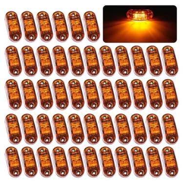 Imagem de TMH 50 peças de luzes de LED âmbar ovais de 6,3 cm, 3ª geração, luzes de liberação de reboque super brilhantes de 8 LEDs, indicadores de 12 V para caminhão, trailer, caminhão, ônibus, pickup em