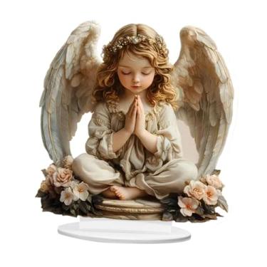 Imagem de Generic Placa decorativa de mesa em acrílico com arte 2D, atraente e com base, ideal para festas, lareiras e armários, Anjo de 20 Cm