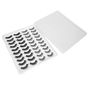 Imagem de Cílios postiços longos, grossos, encaracolados, densos, naturais, reutilizáveis, feitos à mão, para festa diária, maquiagem, conjunto de 20 pares, dois estilos (002)