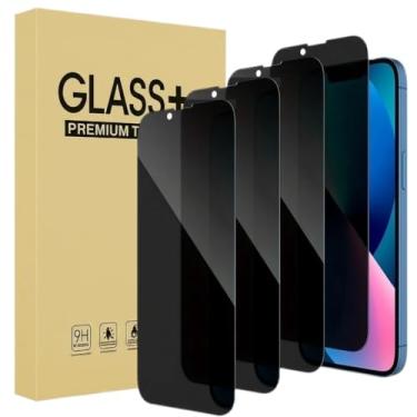Imagem de Pacote com 4 protetores de tela de privacidade para iPhone 14 Pro Max e iPhone 15plus [6,7 polegadas], proteção de sensor, película de vidro temperado privada antiespionagem 9H, antiarranhões, fácil