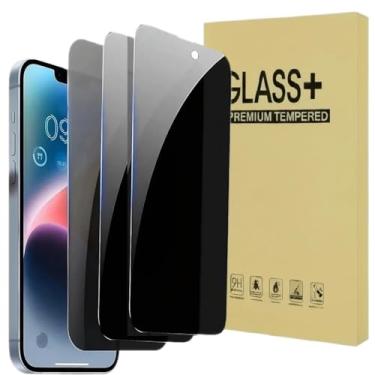 Imagem de Pacote com 3 protetores de tela de privacidade para iPhone 14 Pro/15/16 de vidro temperado para 14 Pro/15/16 de 6,1 polegadas, película protetora privada, antiespião, sem bolhas, verde [clareza HD]