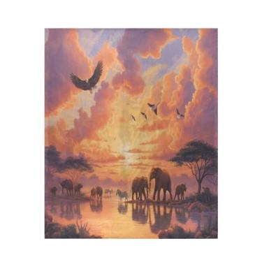 Imagem de Blueangle Cobertor de savana africana super macio e quente, 127 x 152 cm, leve para todas as estações, cobertor aconchegante para cama, sofá, sofá, fácil de cuidar (399)