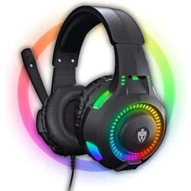 Imagem de Fone De Ouvido Headset Gamer Luz Led RGB Compatível com Computador, Celular, Video Games