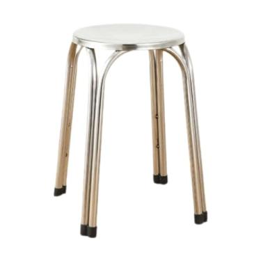 Imagem de SiaBiced Banco empilhável, banco redondo, de aço inoxidável, empilhável, sem encosto, comercial, multiuso, cadeiras, bancos de sala de aula para casa, 47cm