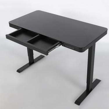 Imagem de HGTRH Mesa de trabalho elevatória para computador, mesa de trabalho elétrica, altura ajustável, mesas de escritório com motor duplo e estações de trabalho com gaveta de armazenamento