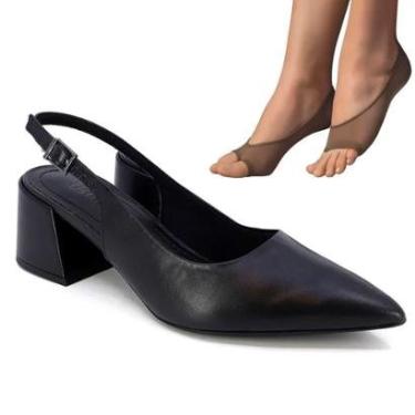 Imagem de Kit Sandália Slingback Usaflex Couro Feminina + 2-Feminino