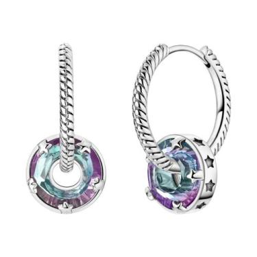 Imagem de Brinco de argola de prata 925 para mulheres pendientes lua sol brincos